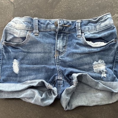 SO Favorite Shortie Girls Distressed Denim Cut-Off Shorts Blue Size 8