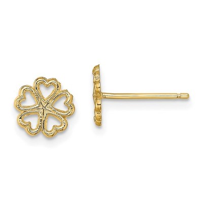 10 Karat Gelbgold fünf Herzen Blume Kreis hübsche Ohrstecker L-7,8 mm, B-7,88 mm