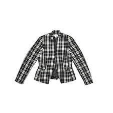 Calvin Klein Womens Blazer Jacket Size S Plaid Black and White Lined Open Front