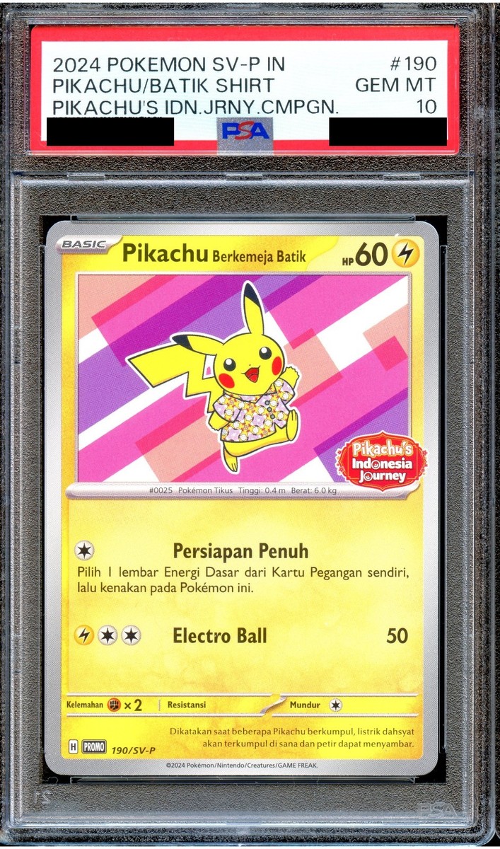PSA10 ピカチュウ Indonesia Journey PSA 10 Pikachu Batik 190/SV-P Berkemeja Indonesia Journey Promo
