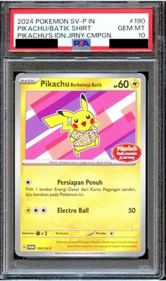 PSA 10 Pikachu Batik 190/SV-P Berkemeja Indonesia Journey Promo
