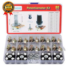 80 Pcs Potentiometer Kit with Knobs B1K 2K 5K 10K 20K 50K 100K 250K 500K