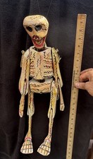 Vintage Day of the Dead Hand Carved & Painted Articulated Skeleton 24&rdquo; Folk Art
