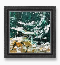 Australia Bondi Sunset Waves Artwork • Expressionist Warm Ocean Painting Framed