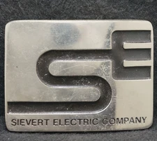 XC01169 VINTAGE 1970s SIEVERT ELECTRIC COMPANY ENERGY ADVERTISEMENT BELT BUCKLE