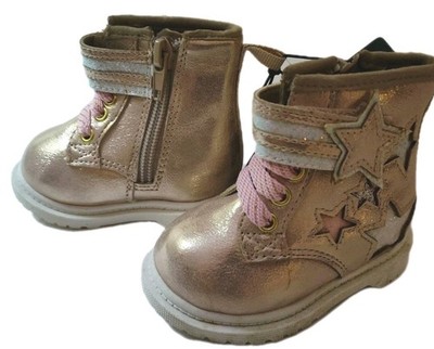 Size 2 (3 Months) Easy On/Off Baby Girls Star High Top Boots Pink Zipper