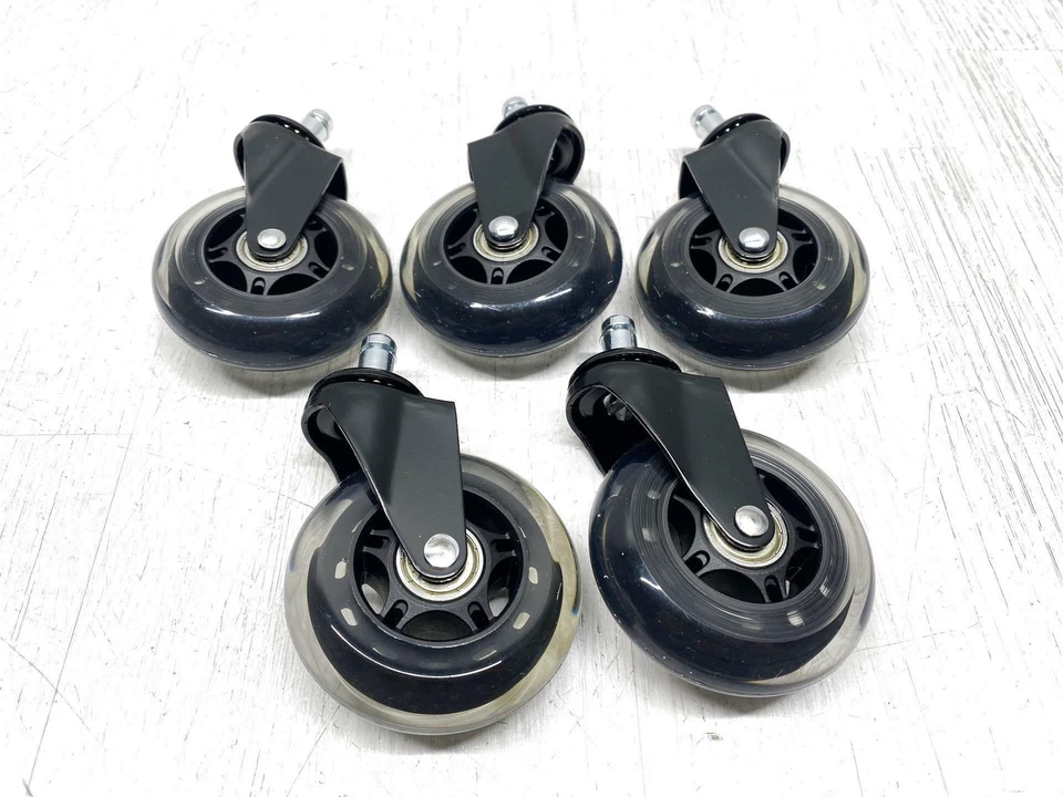 5 ruote in gomma di ricambio per sedie da ufficio 11 x 22 mm nere MERCE DI SE... - Immagine 2 di 4