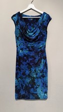 Ralph Lauren Blue Knit Stretch Cowl-Neckline Stretch Floral Jersey Women Sz 6