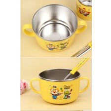 Non Slip Pororo Feeding Children Kids Baby Bowl Dish Stainless Steel Korea
