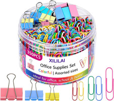 350PCS Binder Clips, Paper Clips, Large Binder Clips Assorted Sizes Set - Back t