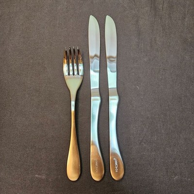 Knork ORIGINAL MATTE Satin Stainless Flatware 6 7/8  Salad Fork, 2 Dinner Knives