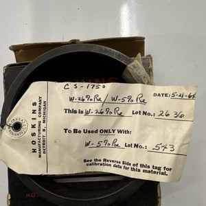 Hoskins Solid High Temperature Thermocouple Wire W 26% Re 550 ft CS-1750