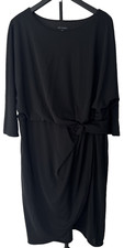 H By Halston Solid Black Ruched Waist Sheath Shift Dress 3/4 Sleeve Womens 1X