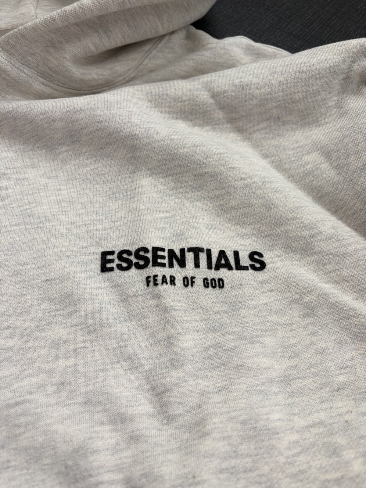 ESSENTIALS Fear of God Light Oatmeal Fleece Hoodie Men's M Logo Pullover thumbnail 5