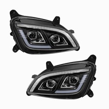 Pair Black Projector Headlight Assembly Led Fit For 2011-2021 Peterbilt 579 587 Pair Black Projector Headlight Assembly Led Fit For 2011-2021 Peterbilt 579 587