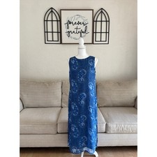💙 Vintage Y2K Blue Paisley Maxi Shift Dress Size 8P 💙