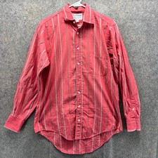 Vintage Burberrys Shirt Men Medium Red Stripes Button Down Dress USA Oxford 80s