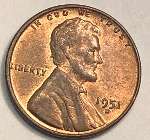 1951-D Lincoln Wheat Cent AU Album Toned Color Original Toner Starter Collection