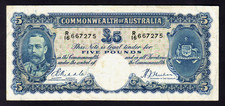 Australia R-44 b.. (1933)  Five Pounds - Riddle/Sheehan.. KGV Portrait.. aVF