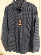 Van Heusen Classic Fit Blue Plaid Dress Shirt 16-16.5 32/33