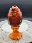 Fenton Pedestal Egg EUC handpainted signed Orangle Slice D.Cutshaw