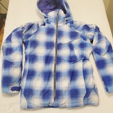 Burton AK 2L Embark Gore-Tex Jacket Women’s M Blue Plaid Ski Snowboard Coat