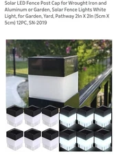 Solar LED 2In X 2In(5Cm X 5Cm) Fence Post Cap for Wrought Iron and Aluminum or G