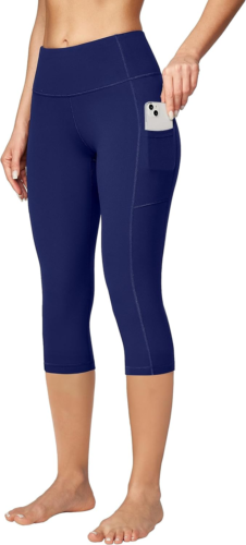 Womens Yoga Pants with Pockets Capri Leggings for Women Tummy Control Workout Le