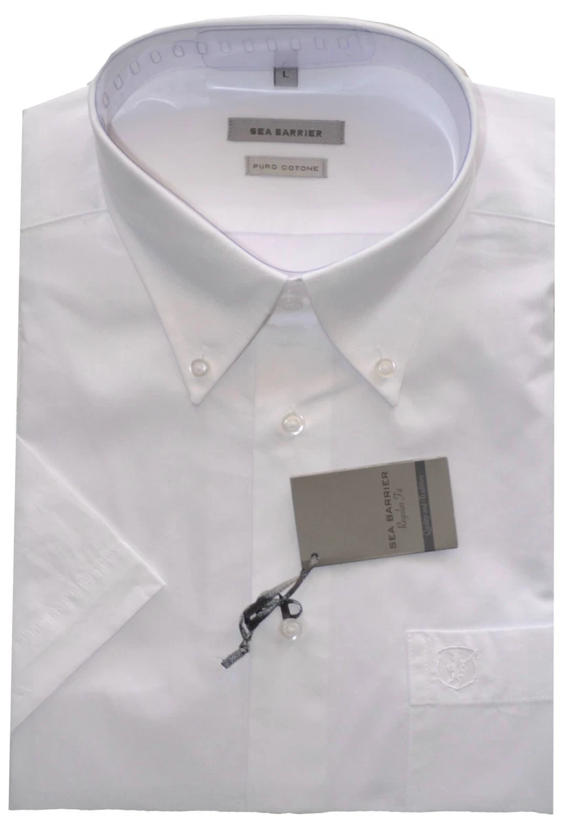 CAMICIA UOMO manica corta M L XL XXL 3XL 100 cotone oxford SEA
