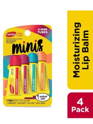 Carmex Daily Care Moisturizing Lip Balm *4pk Mini Tubes* SPF 15 Various Flavors