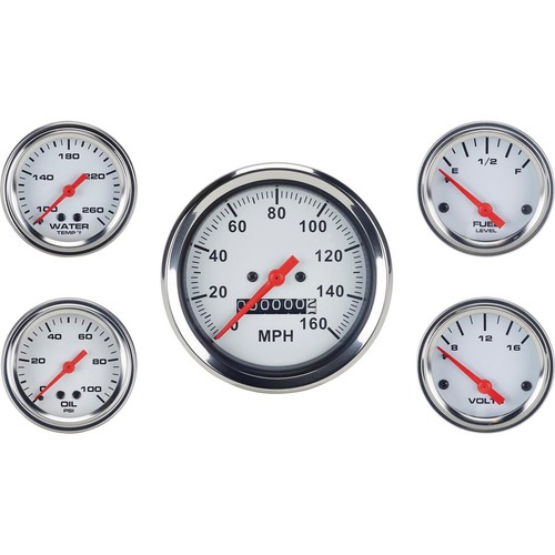 Speedway 5 Gauge Set, 3-3/8" Mechanical Speedometer, 2-1/16" Gauges - Picture 1 of 13