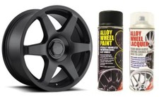 Satin BLACK+LACQUER Alloy Wheel Spray Paint 400ml x2 (BK1+CL1) Motorbike T