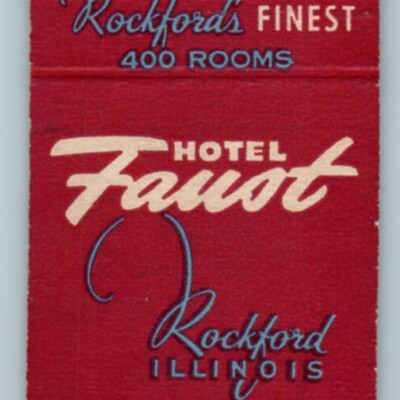 Matchcover Hotel Faust Rockford Illinois Coffee Shop Pub Bowling 20 Strike MBC3H