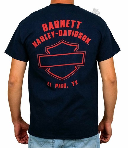 Harley Davidson Mens Pocket Tshirt Size SMALL Blue Logo Biker Motorcycle * NEW - Picture 2 of 3