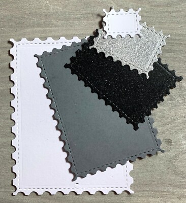 Stanzschablone/ Cutting dies Briefmarken, Ticket Set, stamp, 5 Stk, bis 9x12 cm