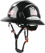 Full Brim Hard Hat Vented One Size, Black Hardhat With Built-In Visor 