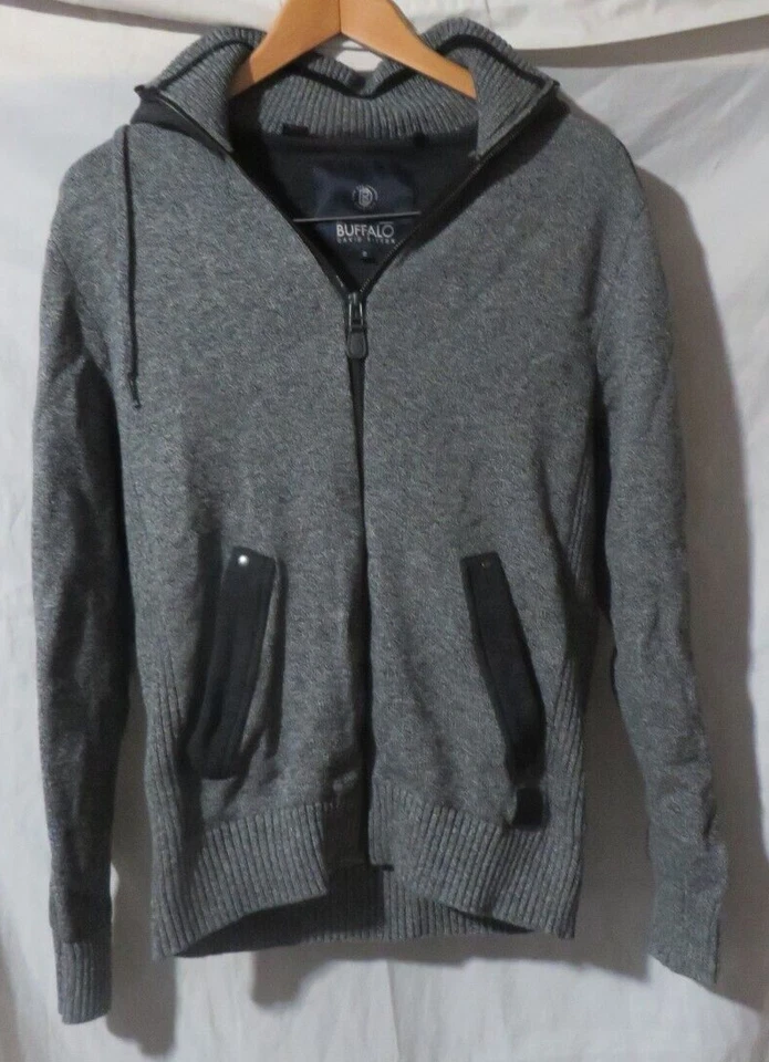 Buffalo David Bitton Sweater Adult M Gray Black Hoodie Sweatshirt Full Zip Mens - Image 3 of 4