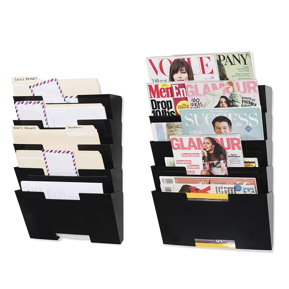 Wallniture Lisbon Wall Mounted Steel File Holder - Organizer Rack 10 Sectional - Image 2 of 4