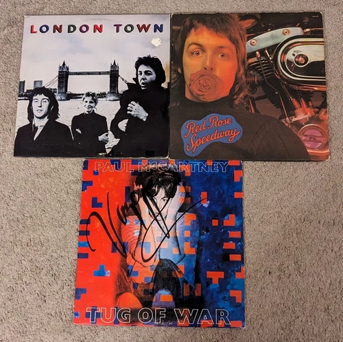 Lot of 3 Paul McCartney vinyl albums London Town w/poster Tug of War Red Rose