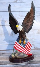 Ebros 18" Tall Large Patriotic Bald Eagle Clutching On American Flag Figurine