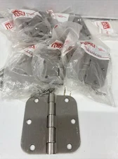 10 Satin Nickel 3.5" x 3.5" Radius Round Corner Interior Door Hinges 3 1/2 Inch
