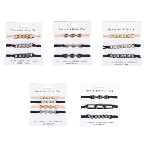 Elastic HairTies Bracelet Hair Ties With Beige Black Elastic Bracelet