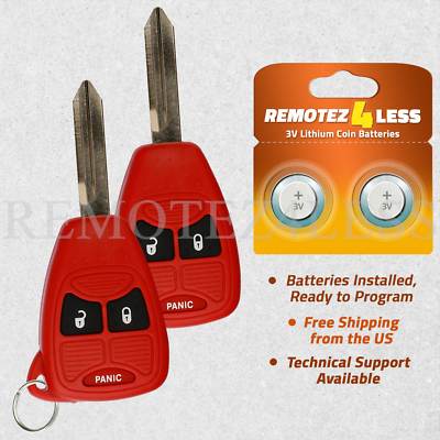 2 For 2006 2007 2008 2009 Dodge Ram Keyless Entry Remote Car Key Fob 3b Red