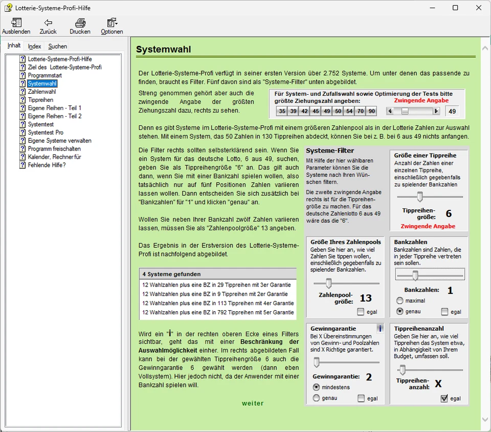 Lotterie-Systeme-Profi, PC-Programm mit fast 3.000 Systemen für Lotto, KENO etc. - Bild 3 von 4