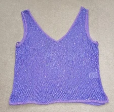 Ronald  Joyce Twin Set Cami And Jacket Purple Sequins Uk16