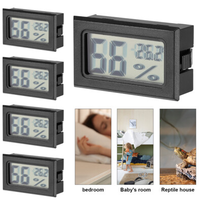 LCD Digital Mini Precise Electronic Hygrometer Thermometer Black With Battery