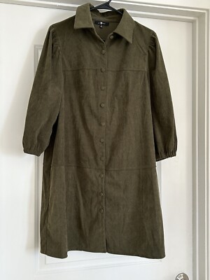 hunter green corduroy dress 7 For All mankind / Dark Courderoy Dress/ Large Size 16.5