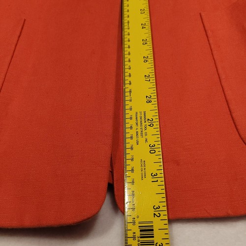Vintage Lord & Taylor Jacket Women 12 Coral Pink Linen Lined 80's Boxy Blazer - Picture 6 of 13