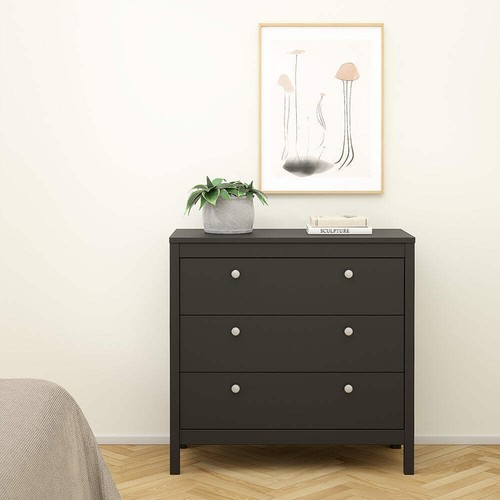 Madrid Chest 3 Drawers in Matt Black - Picture 7 of 13