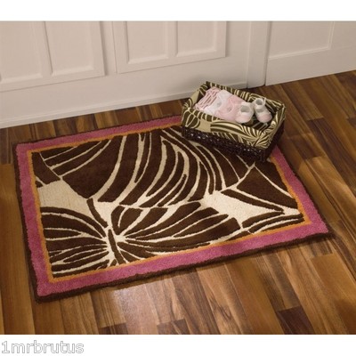 CoCaLo Tahiti Rug Girl Nursery Decor Mat Brown Pink Orange Beige Palm Tree Zebra